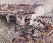 Camille Pissarro Pont Boieldieu in Rouen,damp weather oil painting picture wholesale